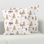 winter woodland gold pink