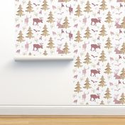 winter woodland gold pink