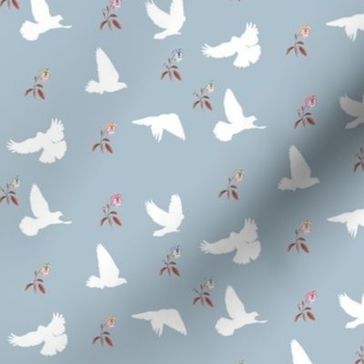 Doves in Flight, Desert Meadow Floral for Desert Meadow Collection