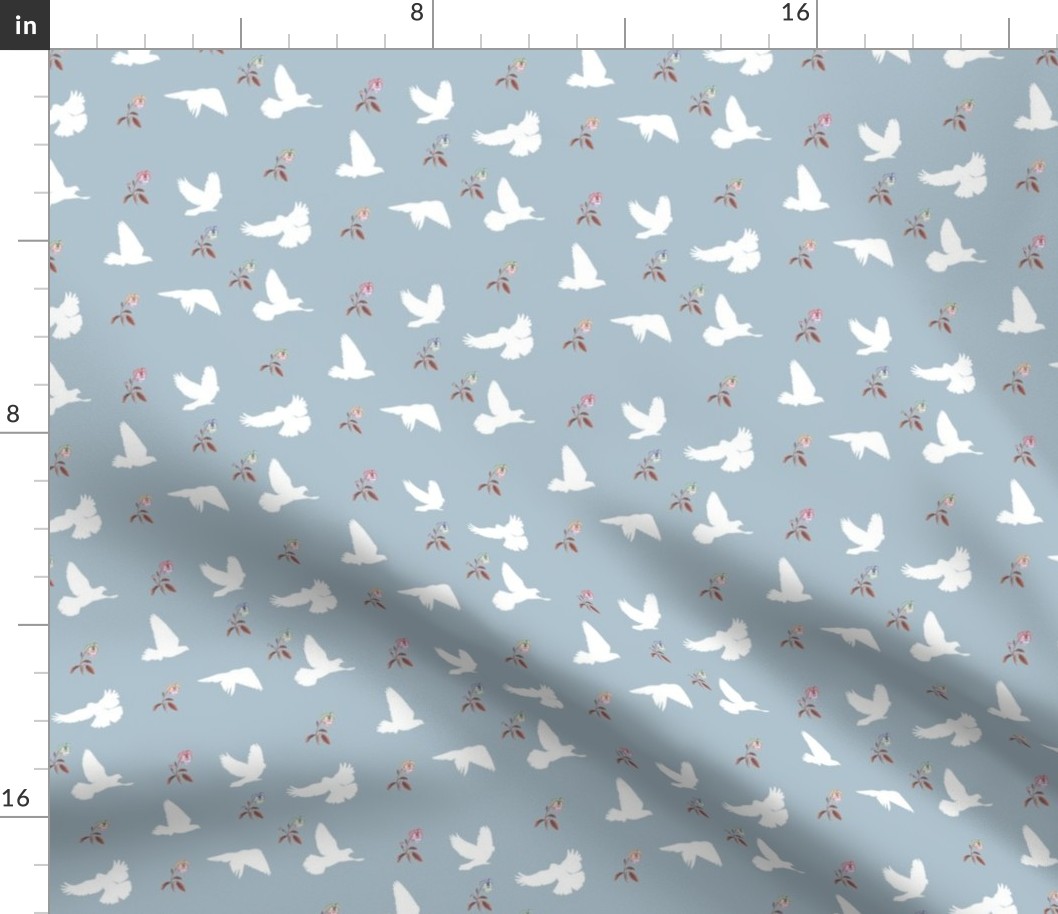 Doves in Flight, Desert Meadow Floral for Desert Meadow Collection