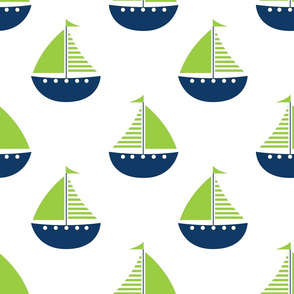 Sailboats Lime Navy