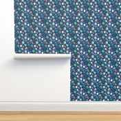 Radish print in blue