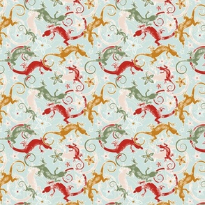 Cross-eyed lizards Sage & Poppy Red