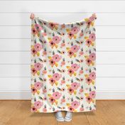 Large Print - Floral Dreams in Pink Yellow Black & Coral