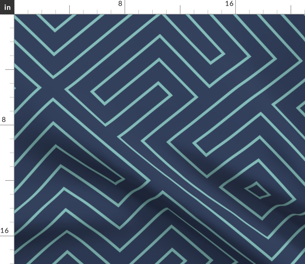 Tribal Maze Aqua on Navy