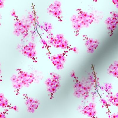 Cherry Blossom Branches-sky blue
