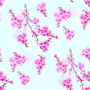 Cherry Blossom Branches-sky blue