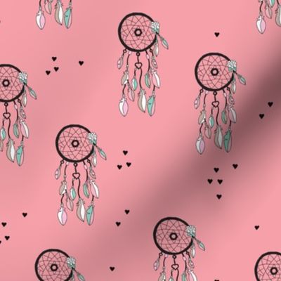Indian Summer bohemian gypsy dream catcher illustration design pink