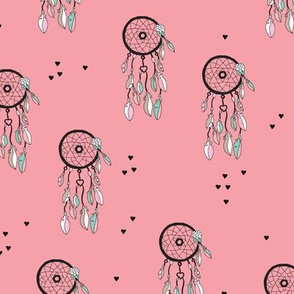 Indian Summer bohemian gypsy dream catcher illustration design pink