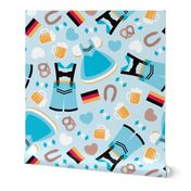 Traditional german dirndl and lederhosen oktoberfest beer holiday illustration print 