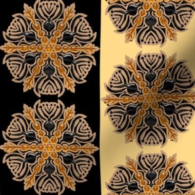 Black and Amber Vase Snowflake Stripe