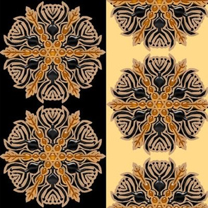 Black and Amber Vase Snowflake Stripe