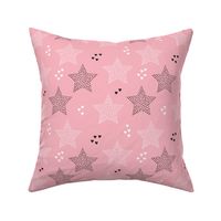 Twinkle twinkle little star cute baby nursery or christmas theme print in black white and dark night pastel pink