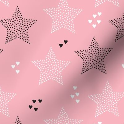 Twinkle twinkle little star cute baby nursery or christmas theme print in black white and dark night pastel pink