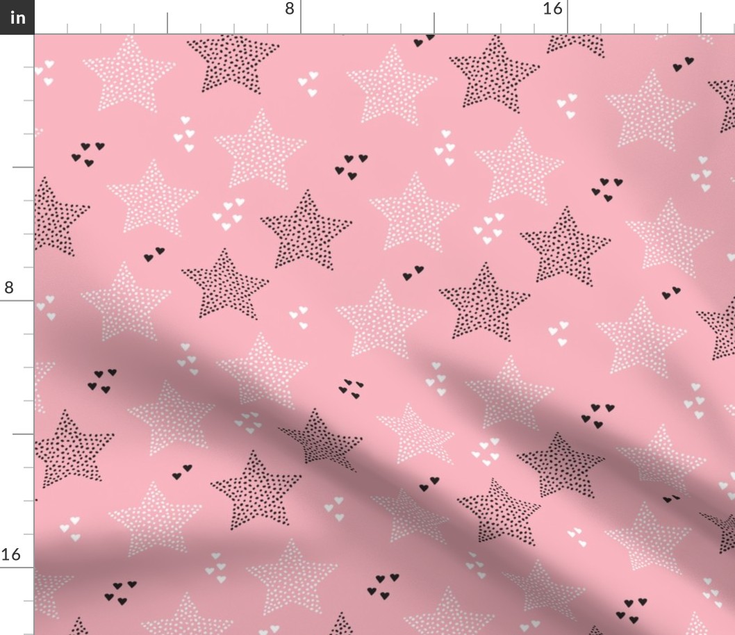 Twinkle twinkle little star cute baby nursery or christmas theme print in black white and dark night pastel pink