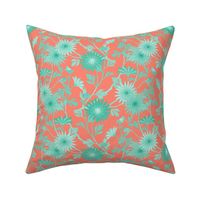 Springing Floral ~ Coral and Mint 