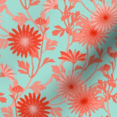 Springing Floral ~ Mint and Coral 