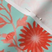 Springing Floral ~ Mint and Coral 