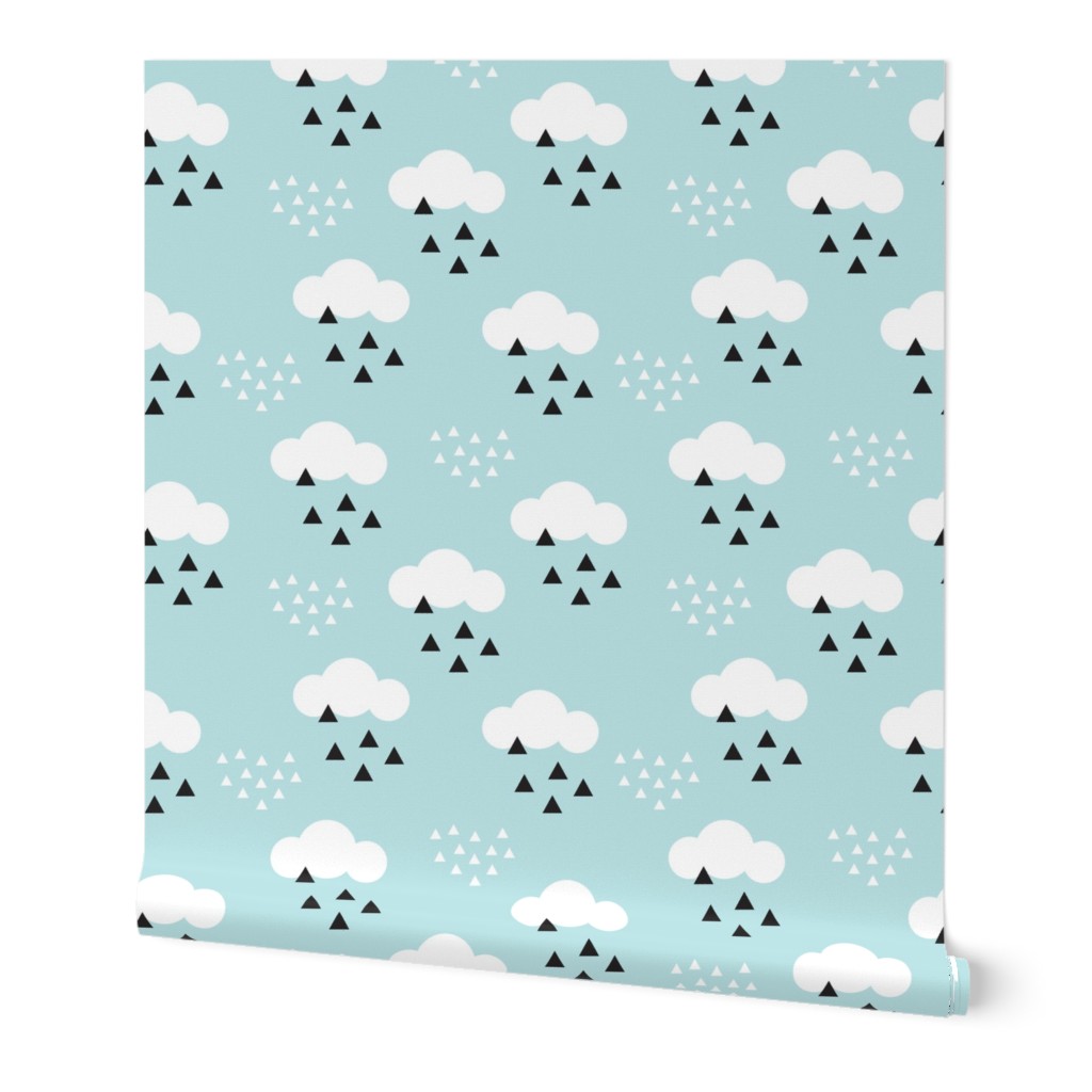 geometric pastel sleepy baby blue sky cloud pattern