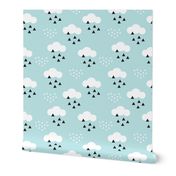 geometric pastel sleepy baby blue sky cloud pattern