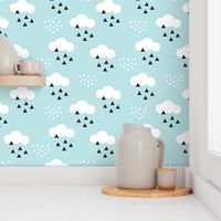 geometric pastel sleepy baby blue sky cloud pattern