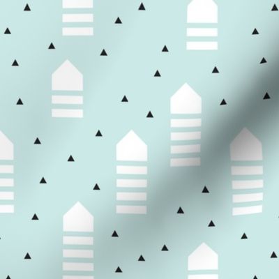 Abstract geometric arrows and triangles scandinavian style pastel blue design