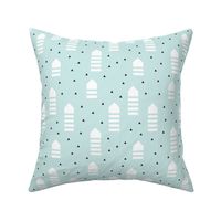 Abstract geometric arrows and triangles scandinavian style pastel blue design
