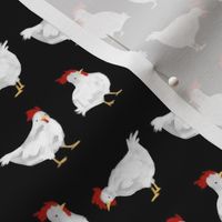 Watercolor Chickens-Black