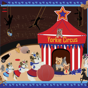 Yorkie Circus Quilt Panel