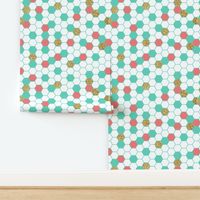 Mint Coral Gold Glitter Hexagon Scatter