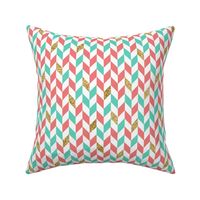 Mint Coral Gold Glitter Chevron Scatter