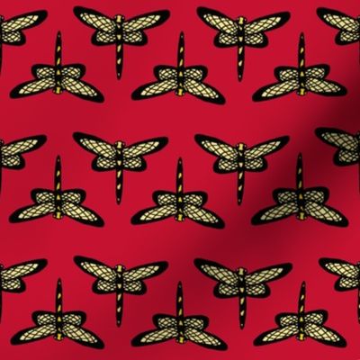 Dragonflies on Red