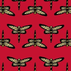 Dragonflies on Red
