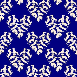 Custom Doxie Love, Navy and Cream