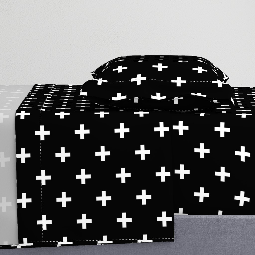 black white swiss cross BLACK