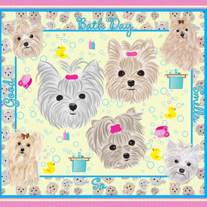 Yorkie -Bath time Quilt panel