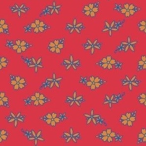 Strawberry, marigold, summer blue small floral