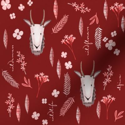 Goats on deep red