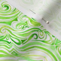 Lime Green and Cream Watercolor Swirls