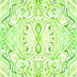 Lime Green and Cream Watercolor Swirls