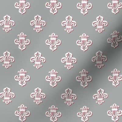 Fleur de Lis / White on Grey