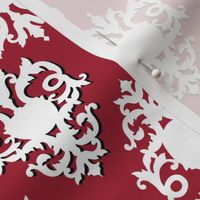 Damask / White on Red