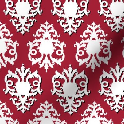 Damask / White on Red