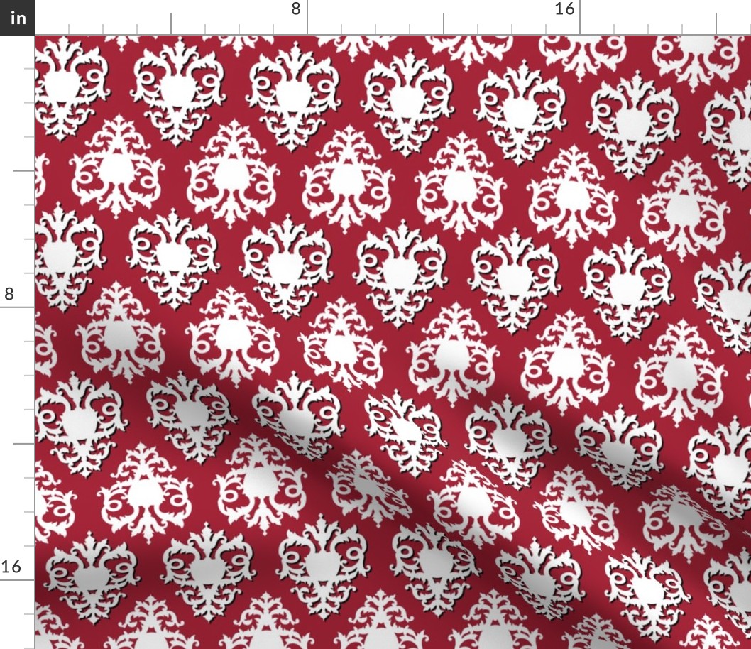 Damask / White on Red