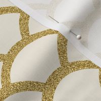 Faux Gold Glitter Scallop, Cream