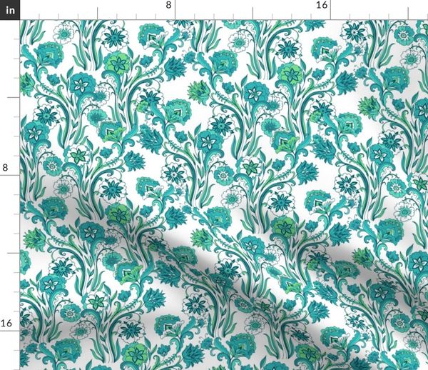 Turquoise floral pattern - Spoonflower