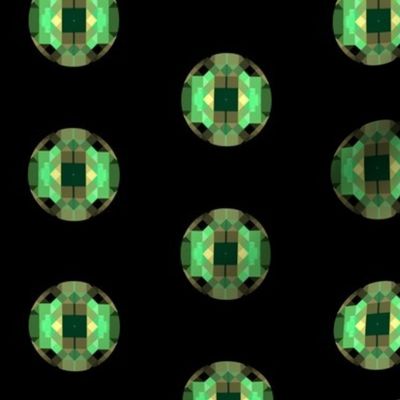 Green Pixellated Jewel Dots on Black