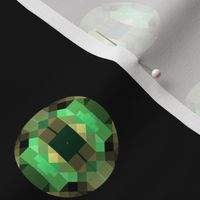 Green Pixellated Jewel Dots on Black