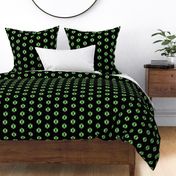 Green Pixellated Jewel Dots on Black