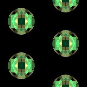 Green Pixellated Jewel Dots on Black